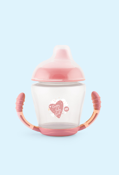 ELFI Neprosipajuća šolja sa tvrdim piskom SWEET BABY sa poklopcem, 240 ml, roze boja