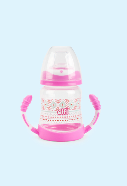 ELFI Šolja sa silikonskim piskom TRENDY BABY sa poklopcem, 275 ml, roze boja