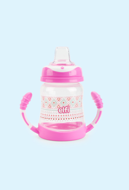ELFI Šolja sa silikonskim piskom TRENDY BABY, 275 ml, roze boja